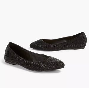 Sparkly Pointed  Toe Black Flats NWOT